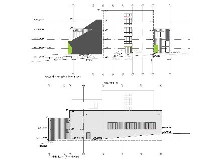 Ansicht Nord Schule und Sporthalle